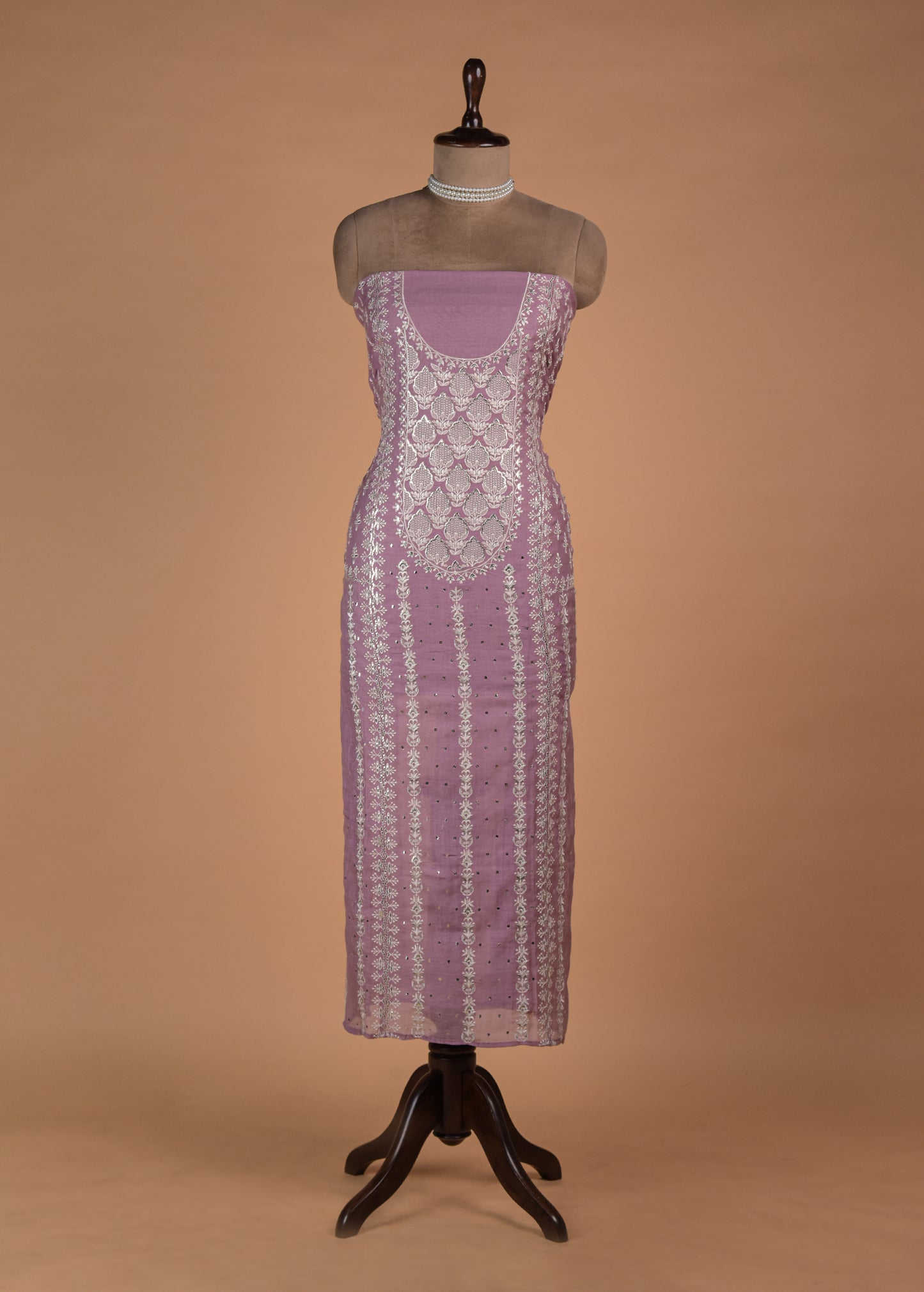 Pink Mul Chanderi Dress Material - Image 2 | Greenways Delhi
