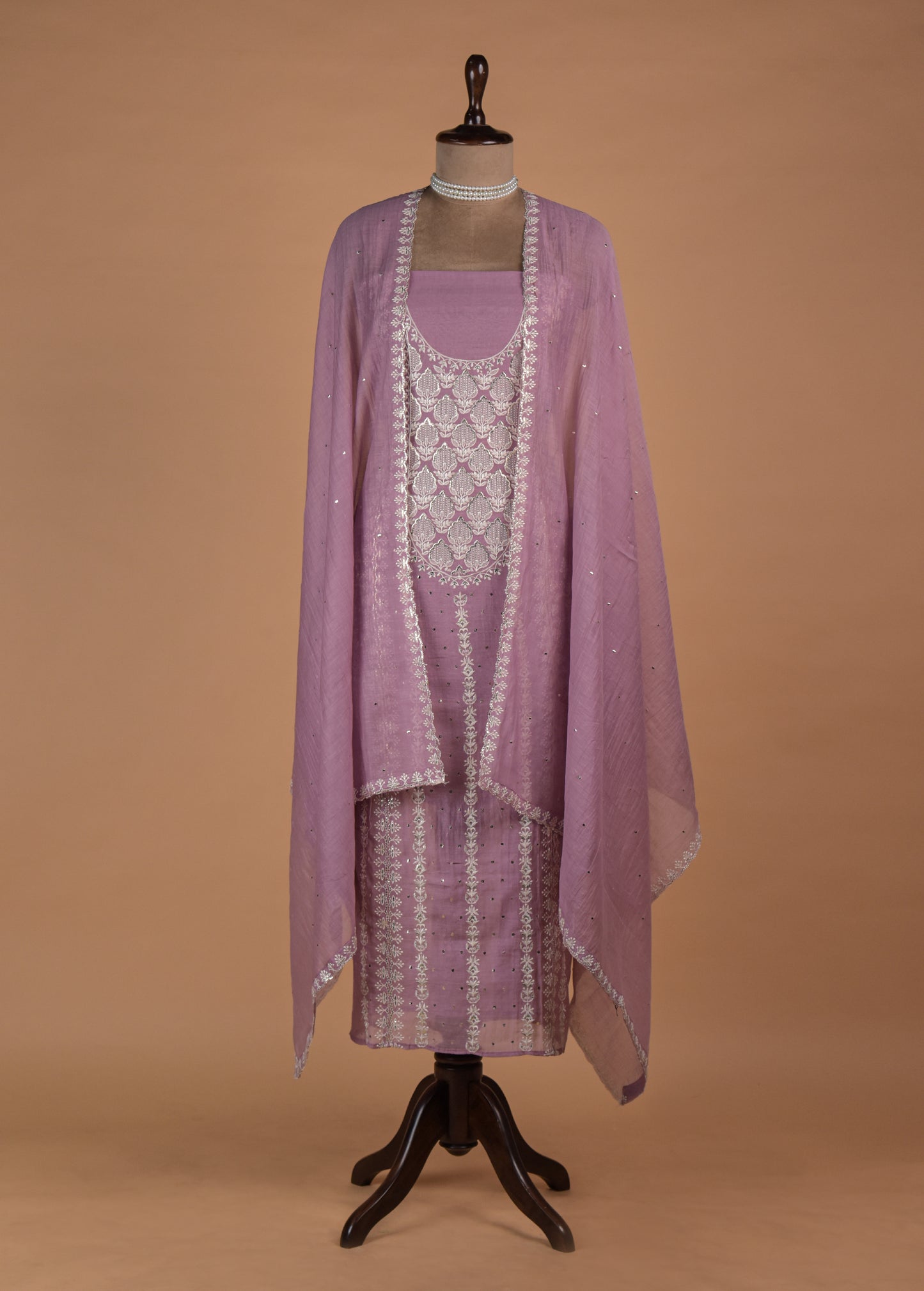 Pink Mul Chanderi Dress Material | Greenways Delhi