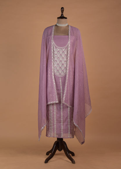 Pink Mul Chanderi Dress Material | Greenways Delhi