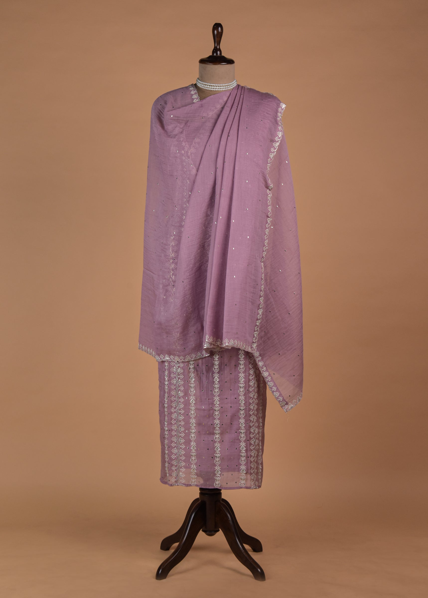 Pink Mul Chanderi Dress Material - Image 3 | Greenways Delhi