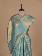 Blue Cotton Banarasi Saree