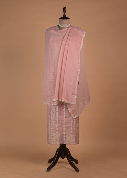 Peach Mul Chanderi Dress Material - Image 3 | Greenways Delhi