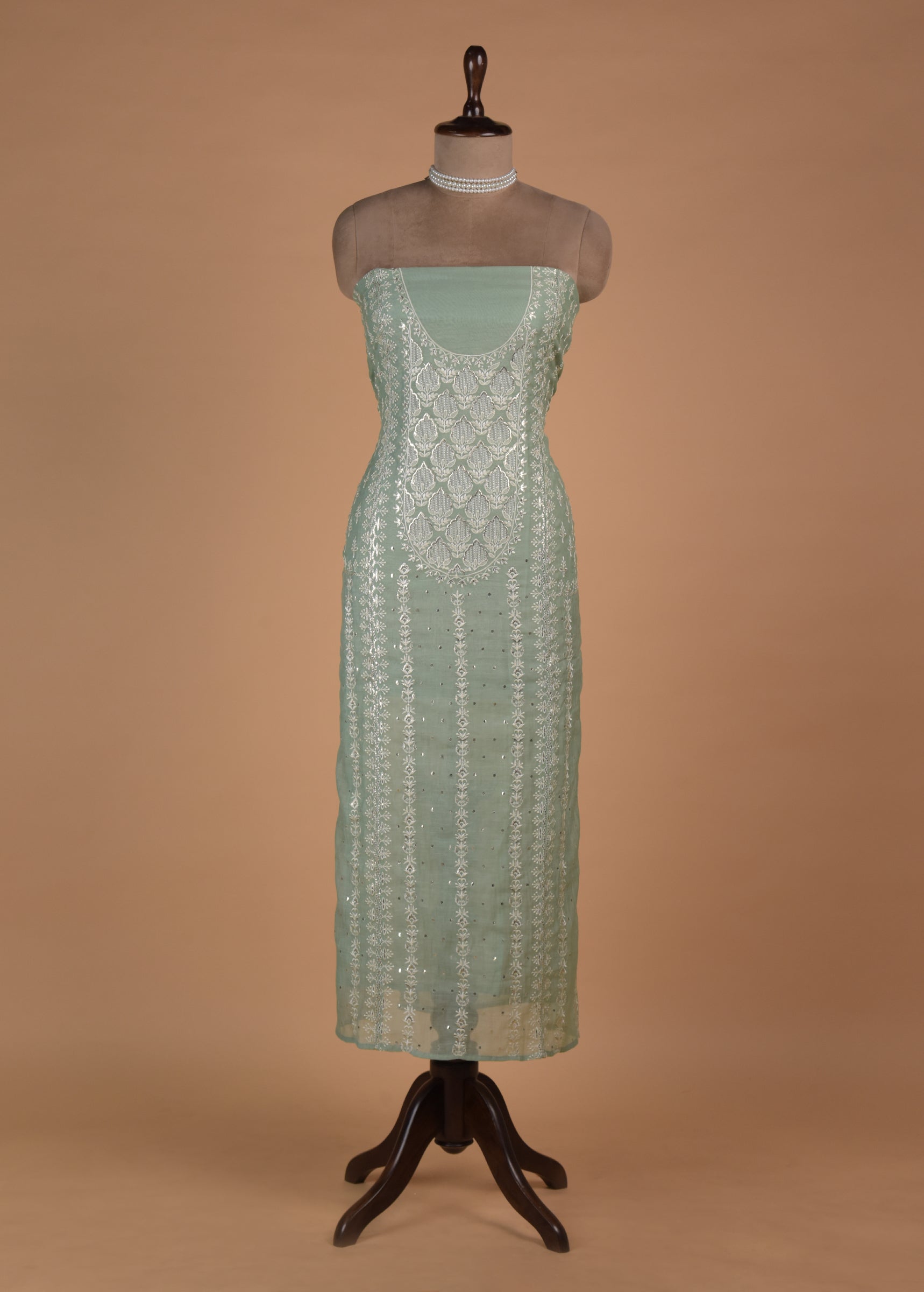 Green Mul Chanderi Dress Material - Image 2 | Greenways Delhi