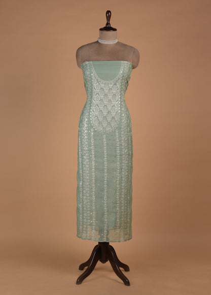 Green Mul Chanderi Dress Material - Image 2 | Greenways Delhi