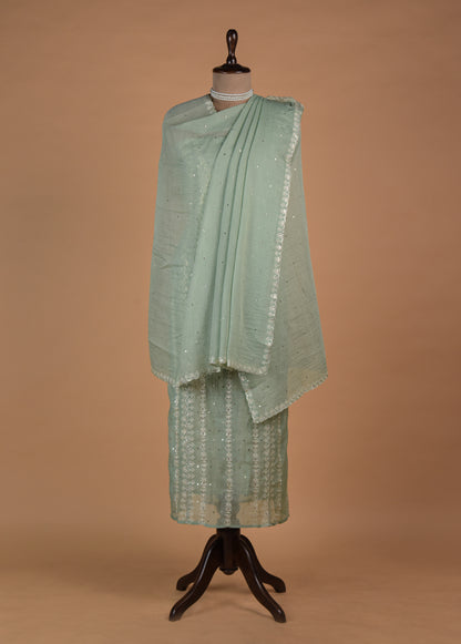 Green Mul Chanderi Dress Material - Image 3 | Greenways Delhi