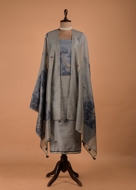 Blue Cotton Dress Material