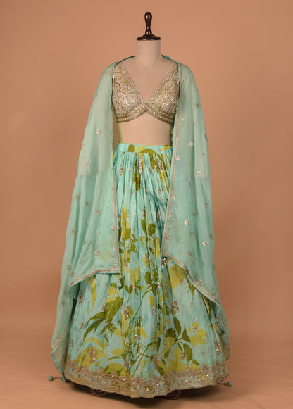 Blue Georgette Lehenga