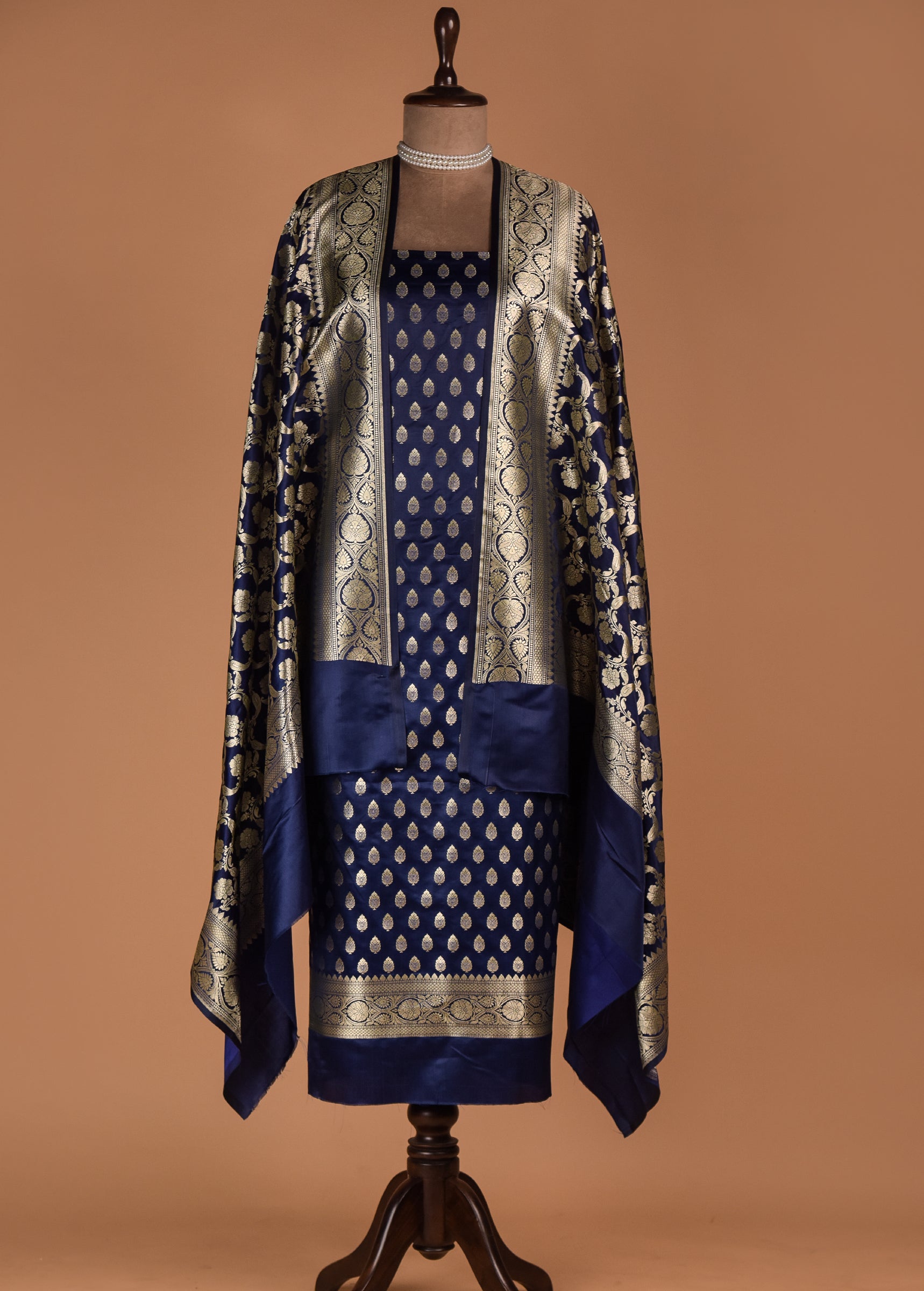 Blue Art Silk Dress Material