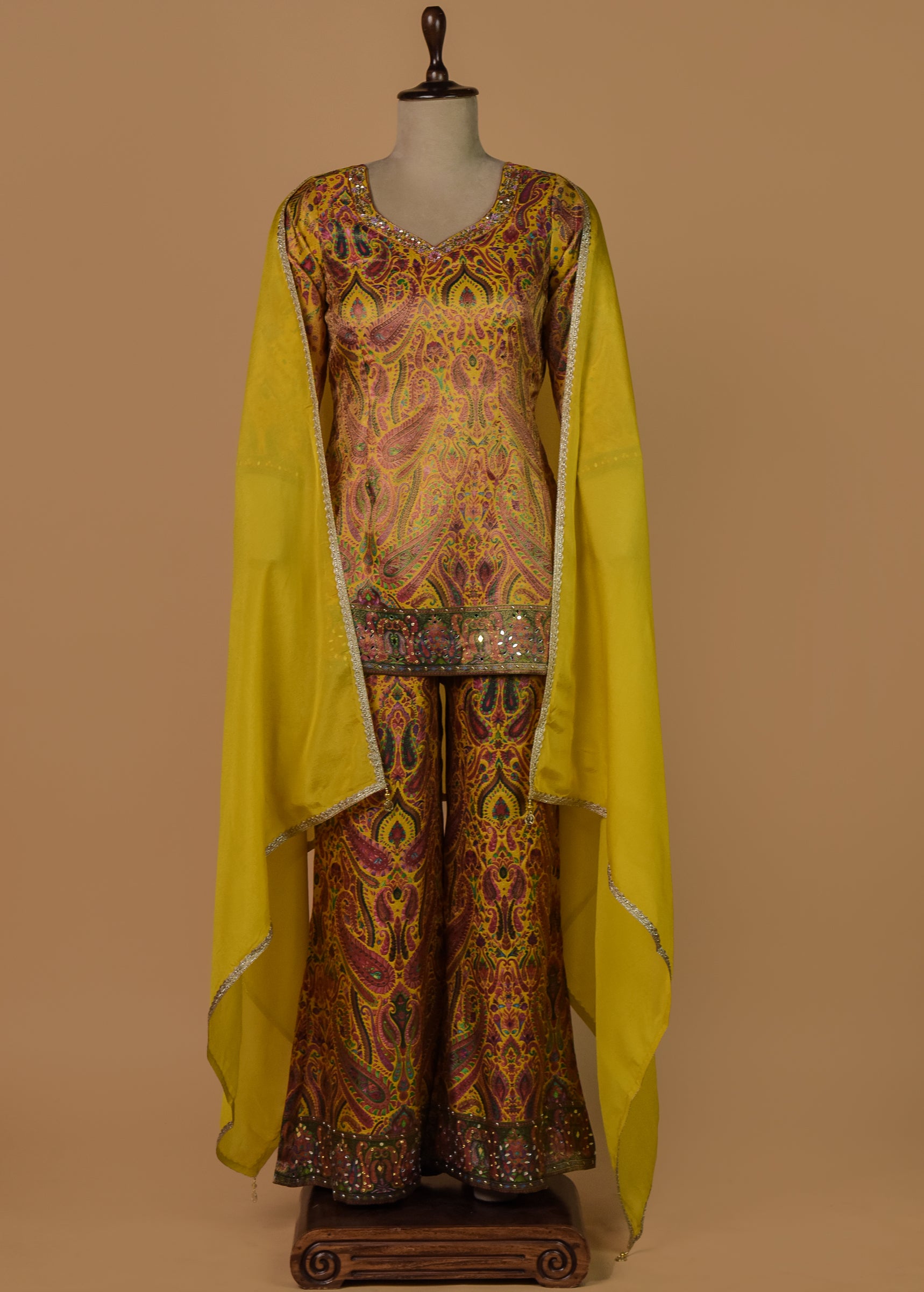 Yellow Tissue Silk Coord Set