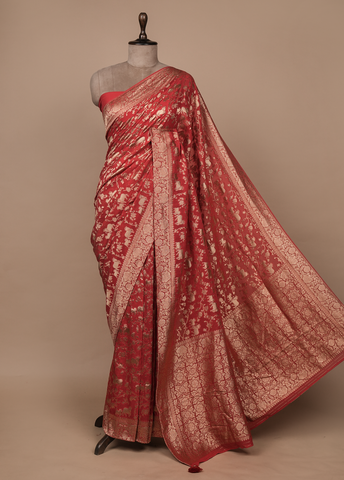 Red Georgette Banarasi Saree