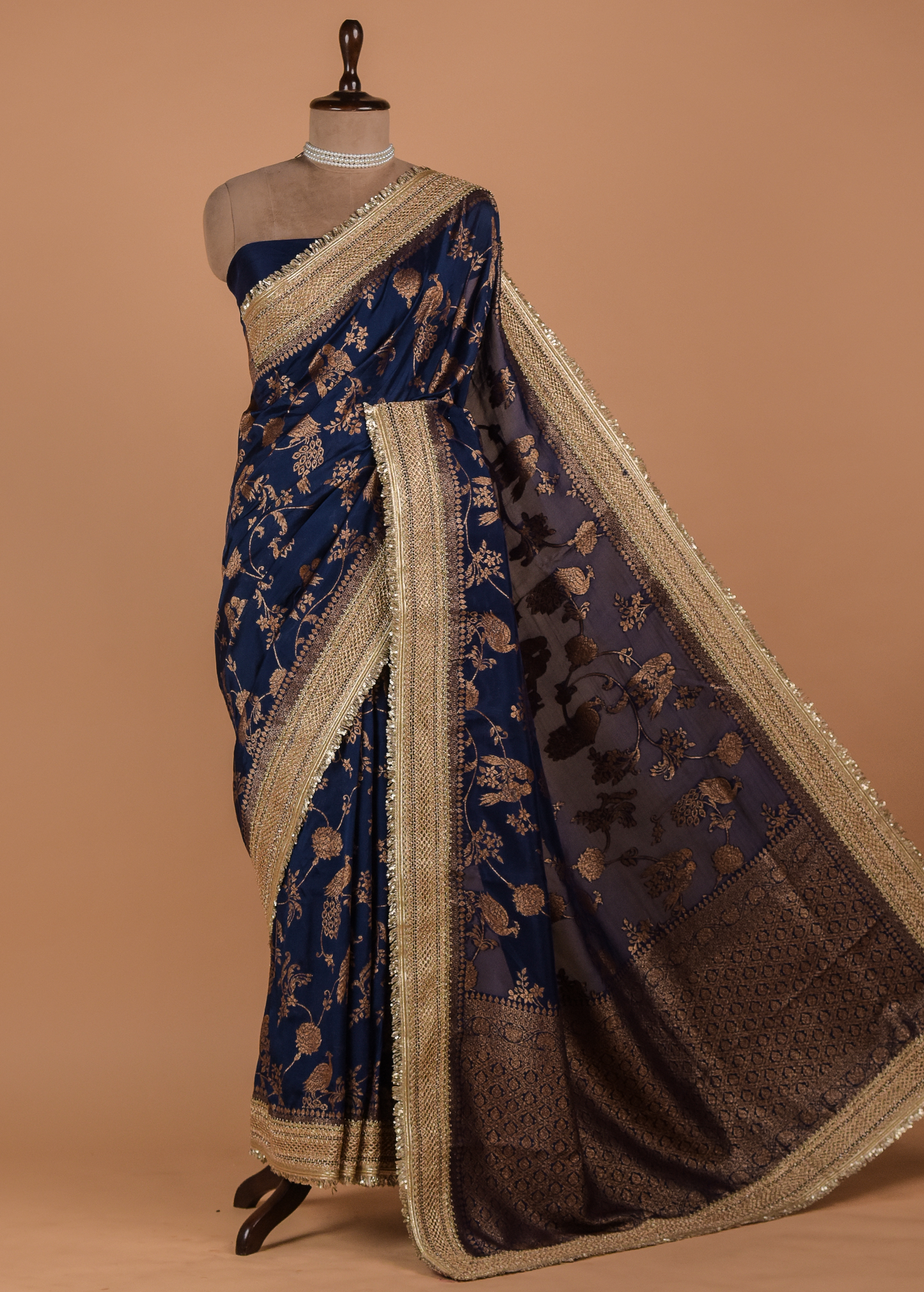 Blue Organza Embroidered Saree