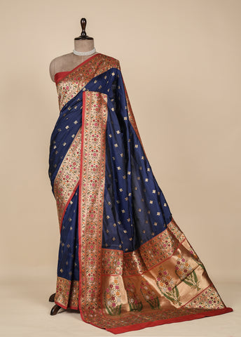 Blue Art Silk Banarasi Saree