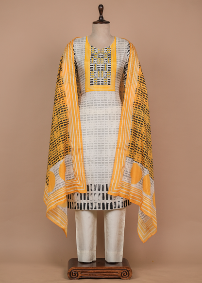Multicoloured Cotton Silk Straight Set