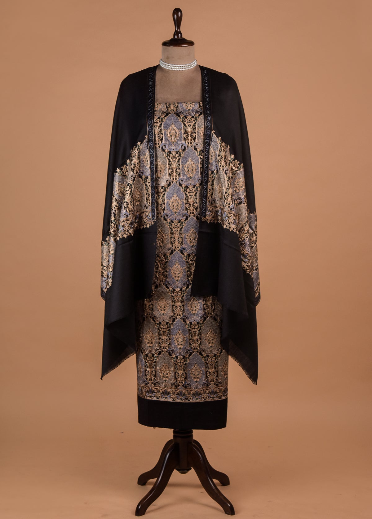 Black Pashmina Dress Material