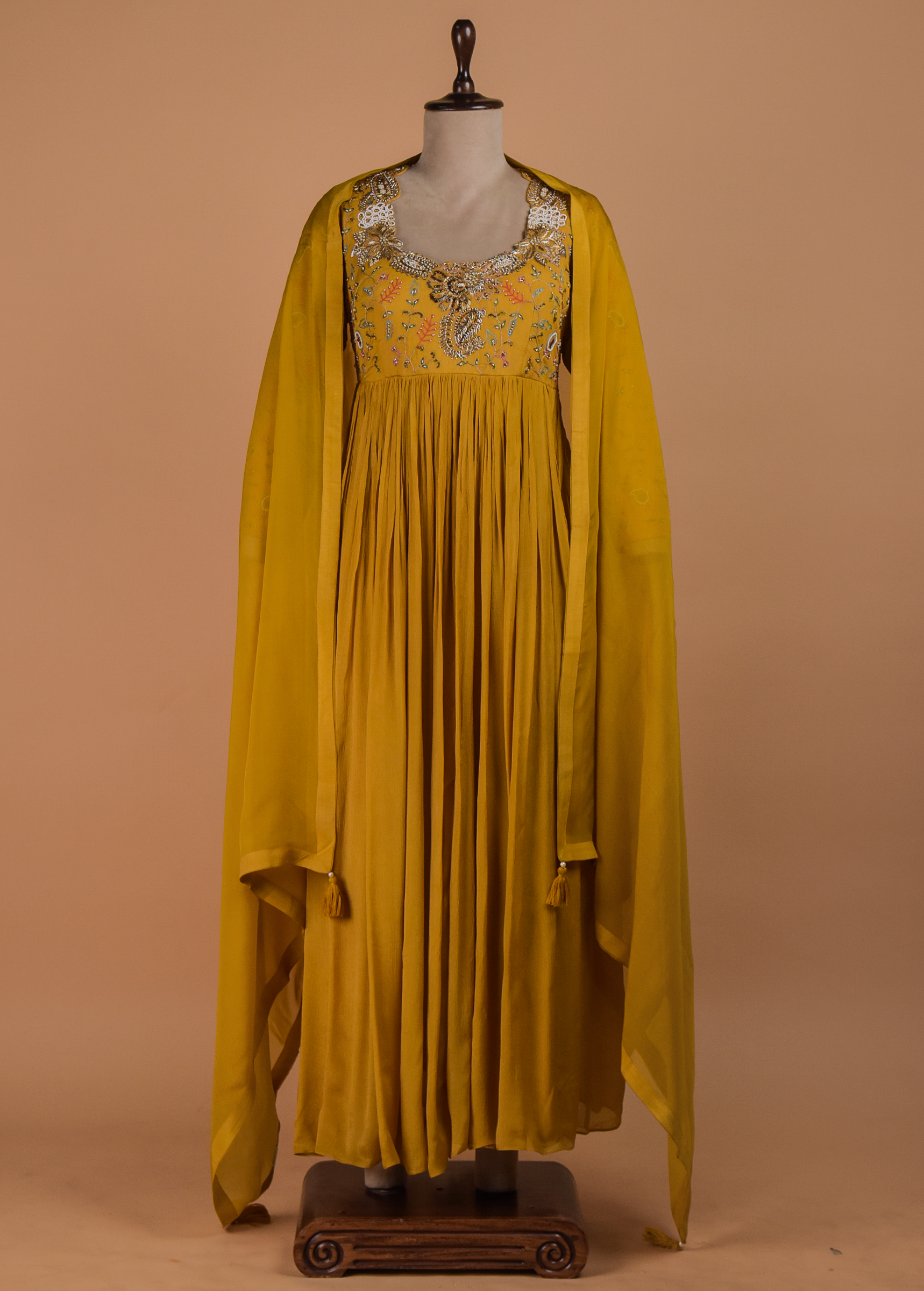 Yellow Georgette Anarkali Kurti