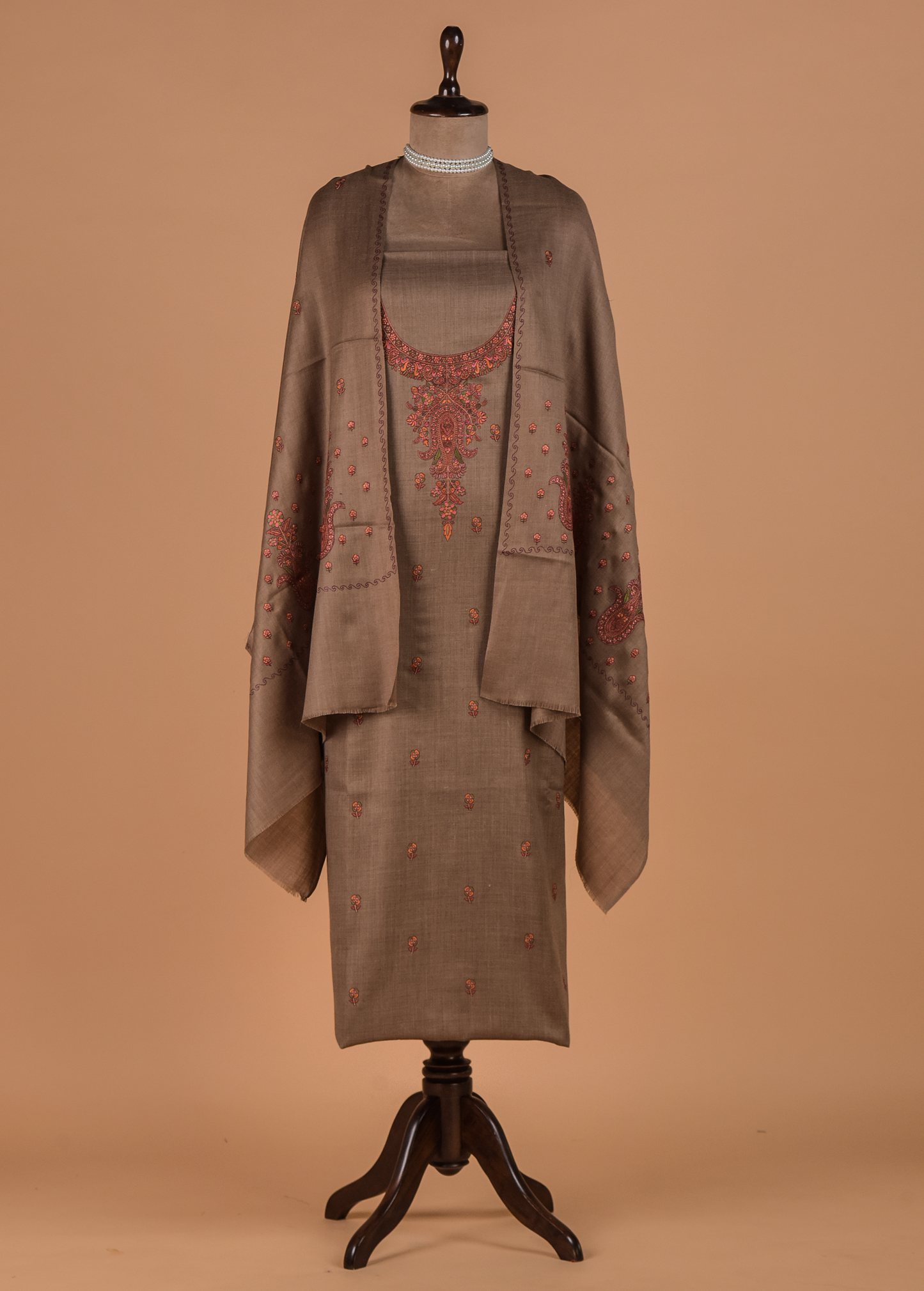 Grey Pashmina Dress Material