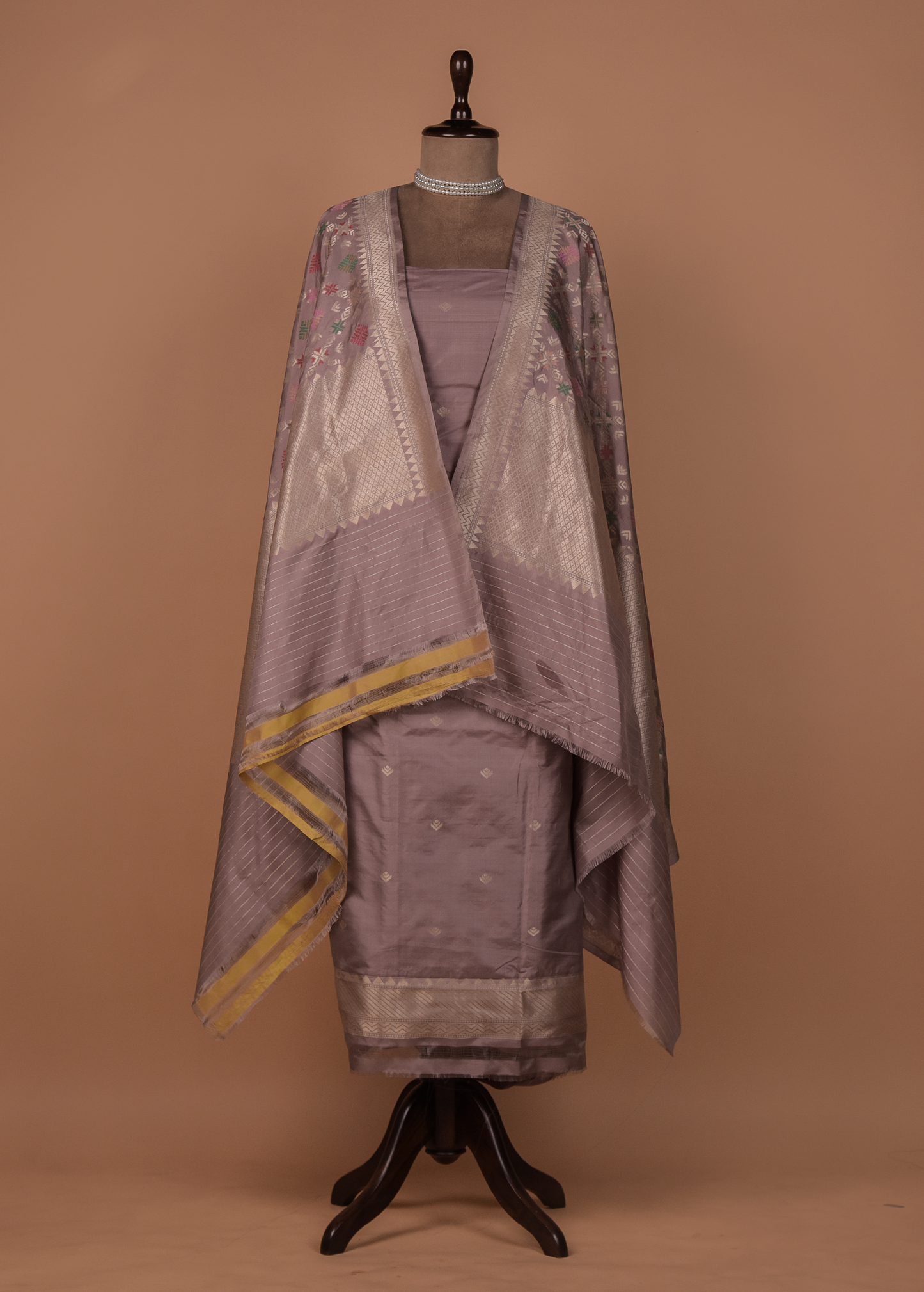 Moave Silk Dress Material