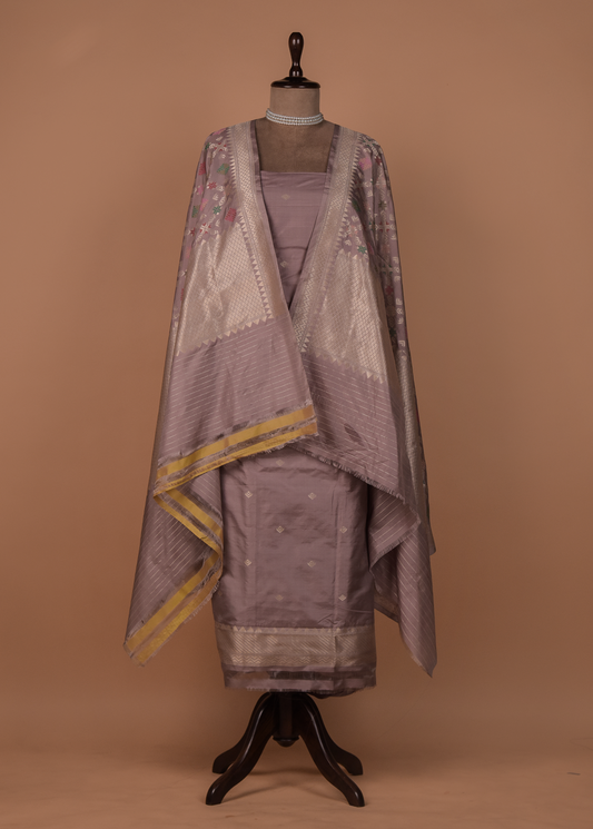 Moave Silk Dress Material