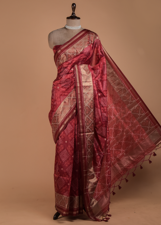 Red Art Silk Patola Saree
