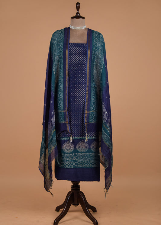 Blue Cotton Silk Dress Material