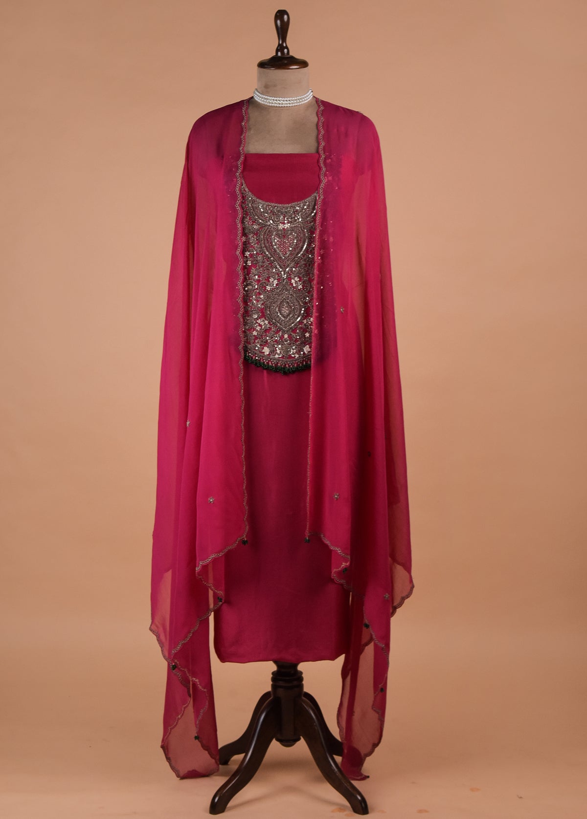 Pink Chinia Silk Dress Material