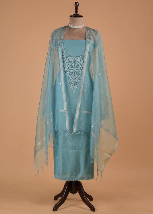 Blue Cotton Dress Material | Greenways Delhi
