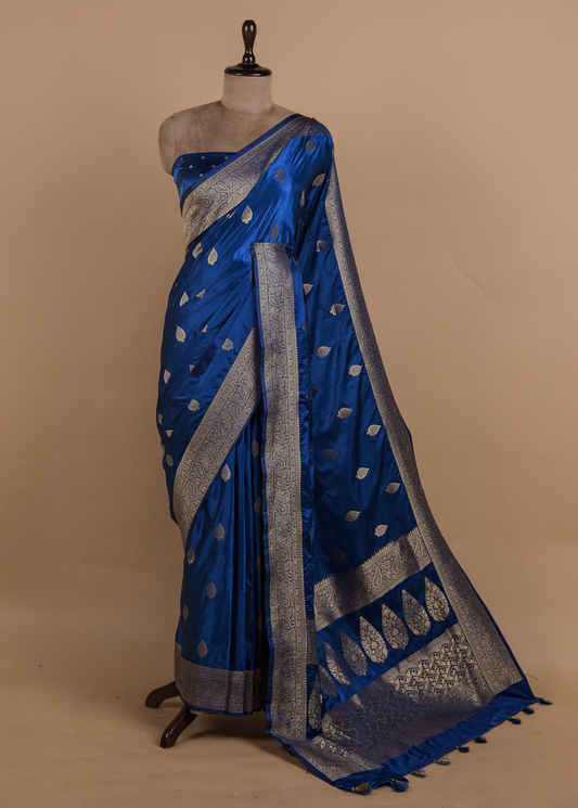Blue Art Satin Banarasi Saree