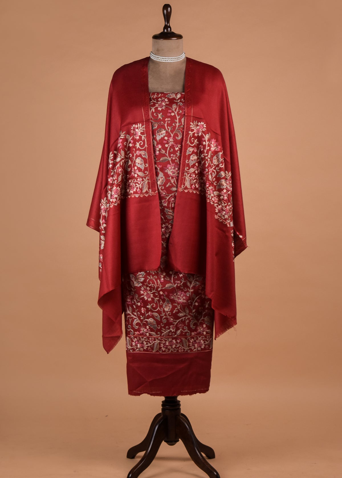 Red Pashmina Dress Material