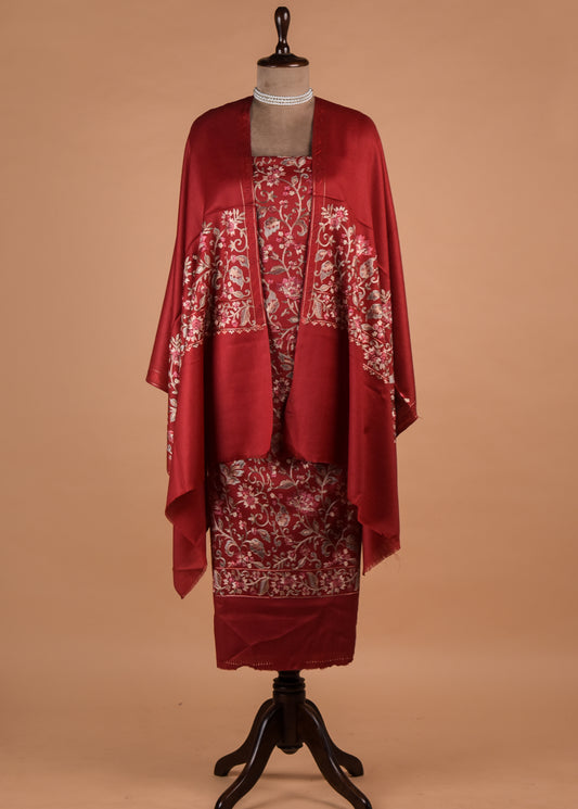 Red Pashmina Dress Material