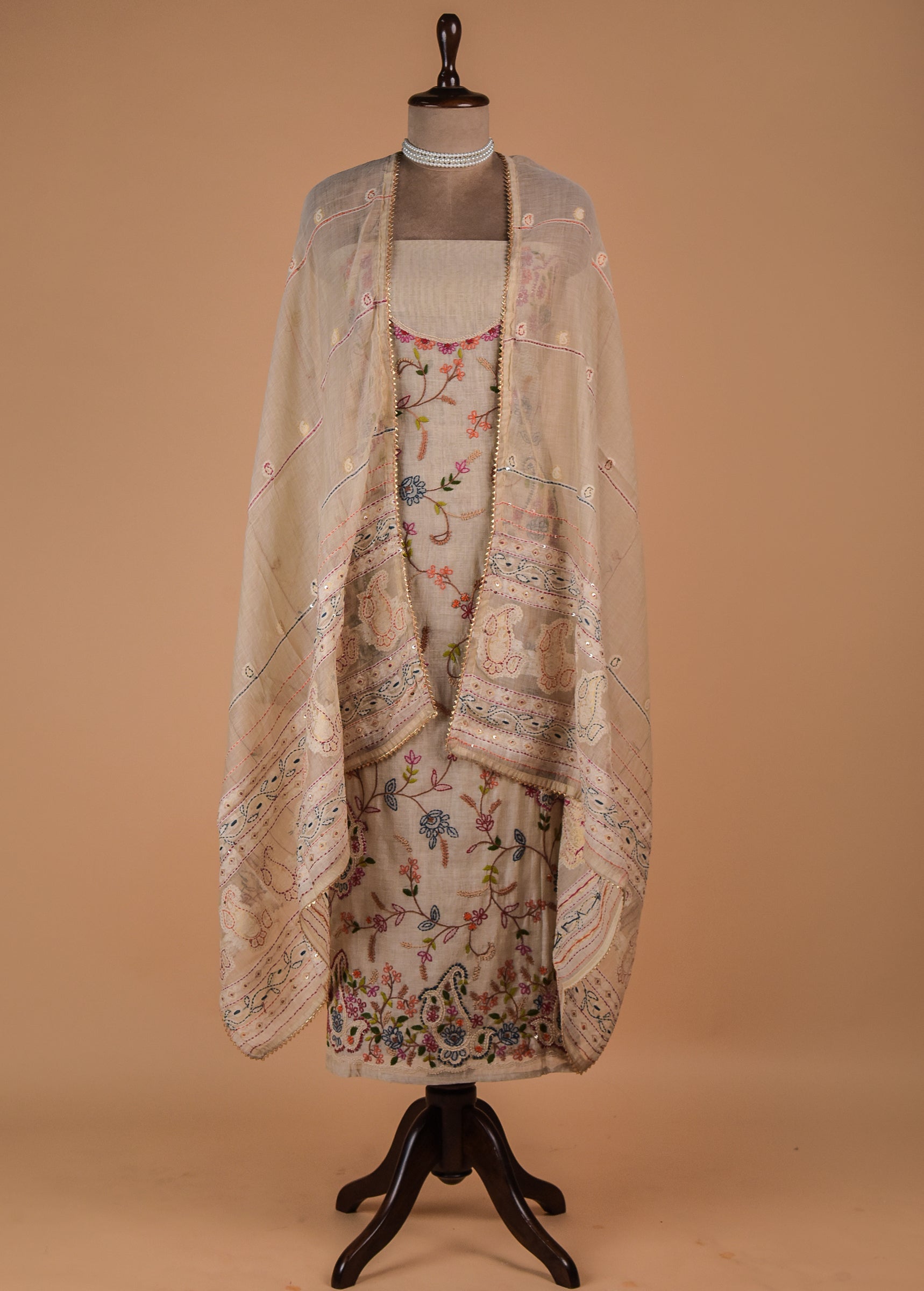 Cream Cotton Dress Material