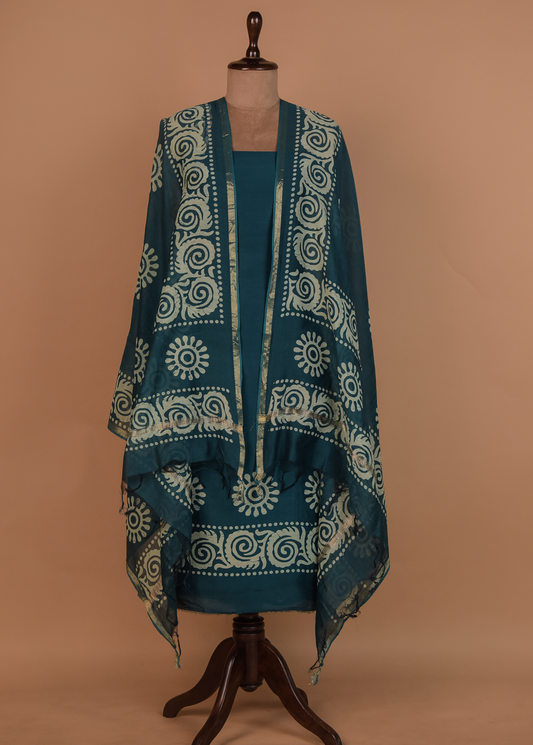 Blue Chanderi Dress Material
