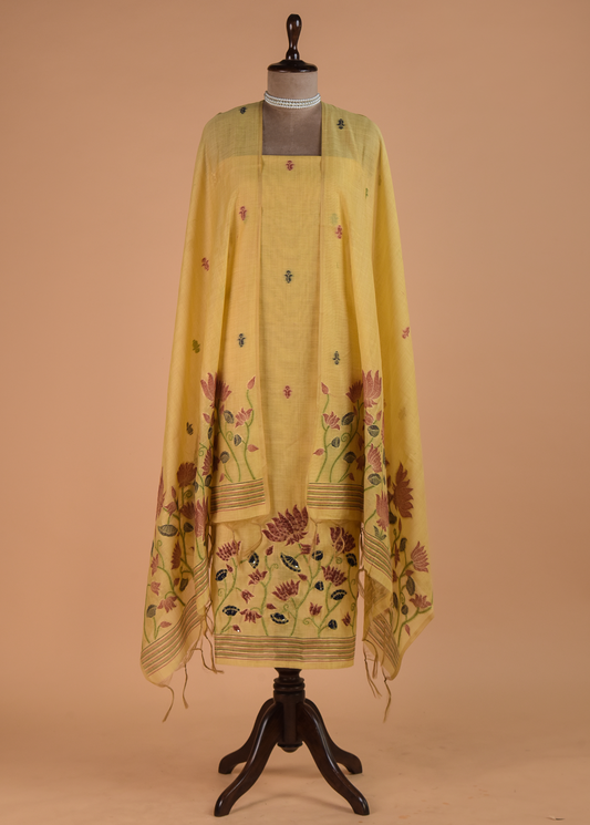 Yellow Cotton Dress Material