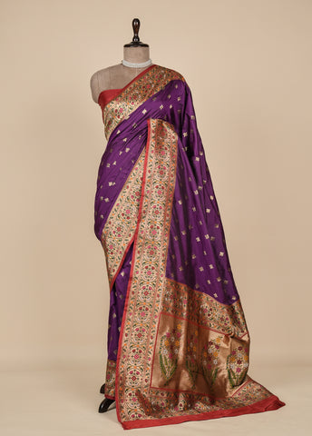 Purple Art Silk Banarasi Saree