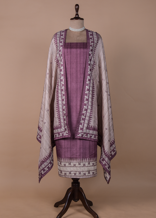 Pink Cotton Tussar Dress Material