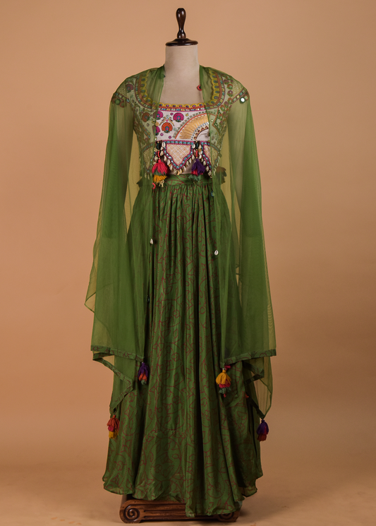 Green Georgette Lehenga Set