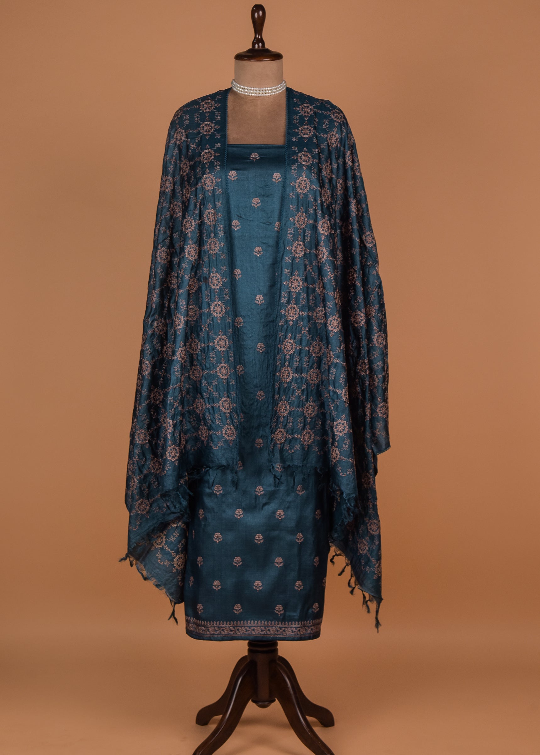 Blue Tussar Dress Material