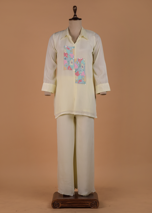 Cream Crepe Coord Set