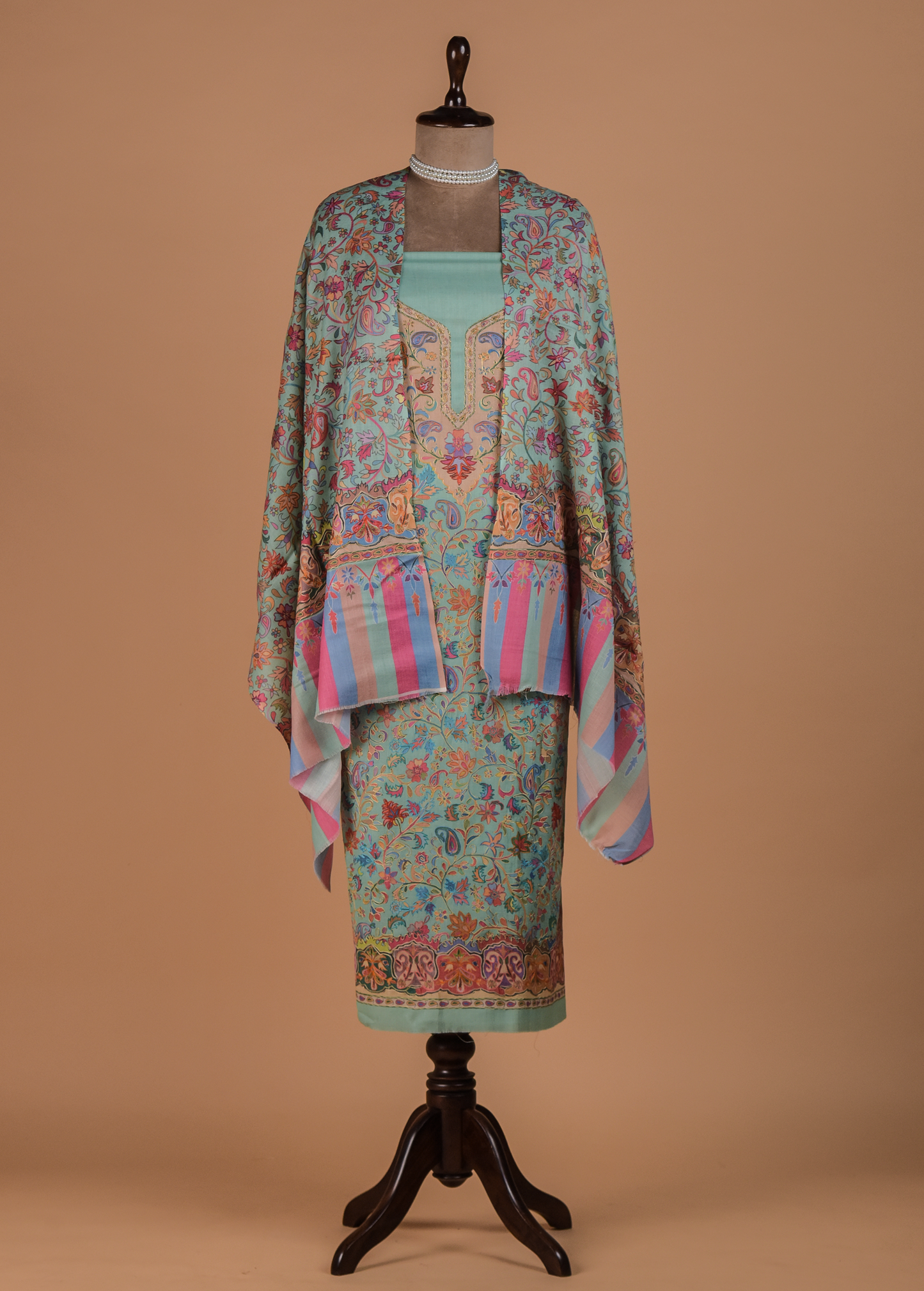 Blue Pashmina Dress Material