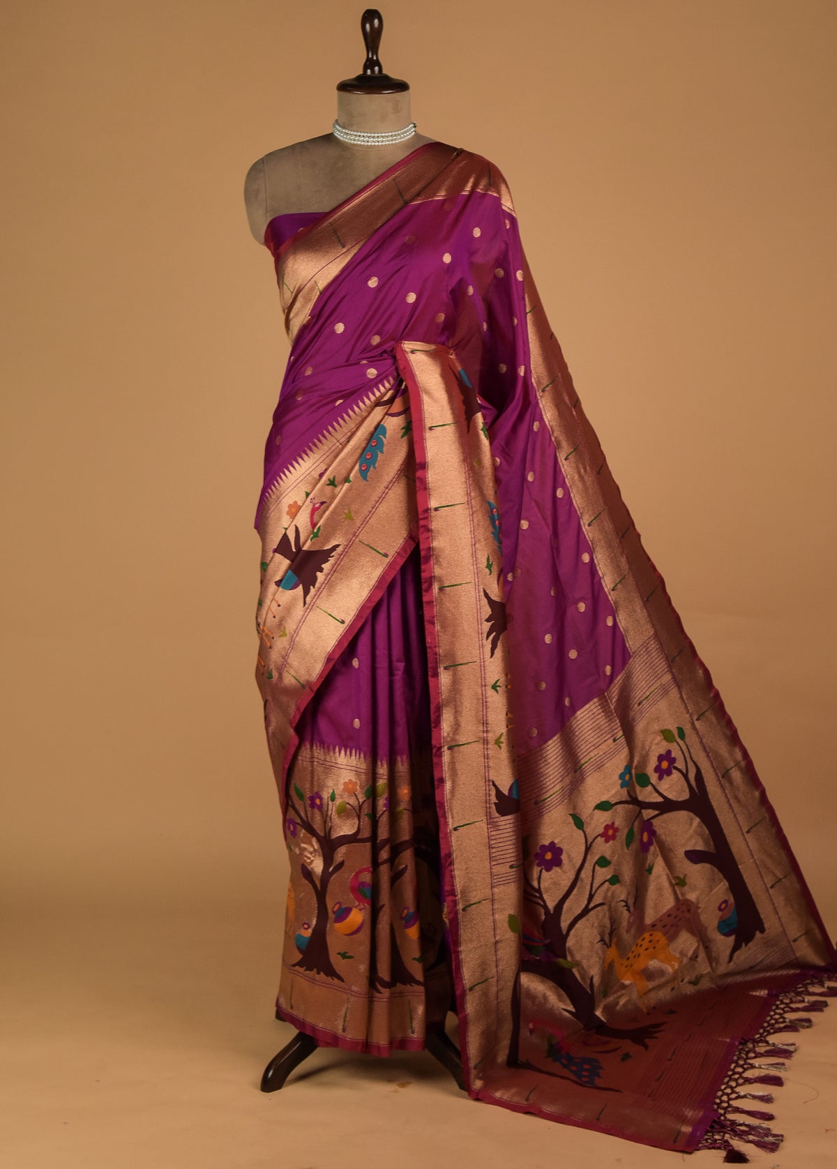 Purple Art Satin Banarasi Saree