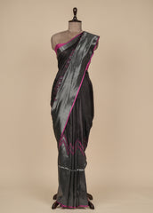 Black Crepe Silk Kanjeevaram Saree