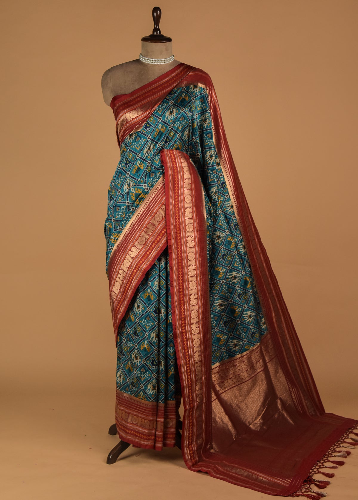Blue Art Satin Patola Saree
