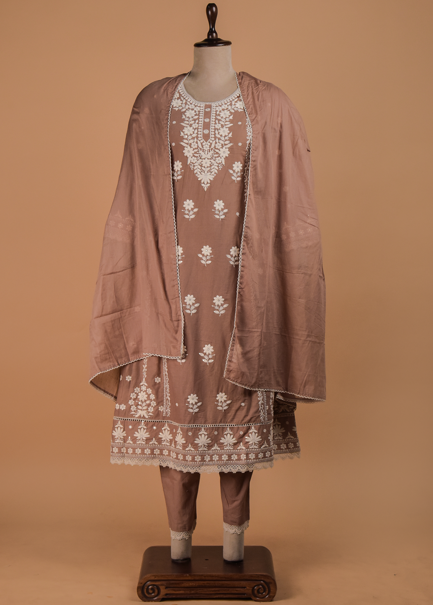 Brown Cotton A Line Set
