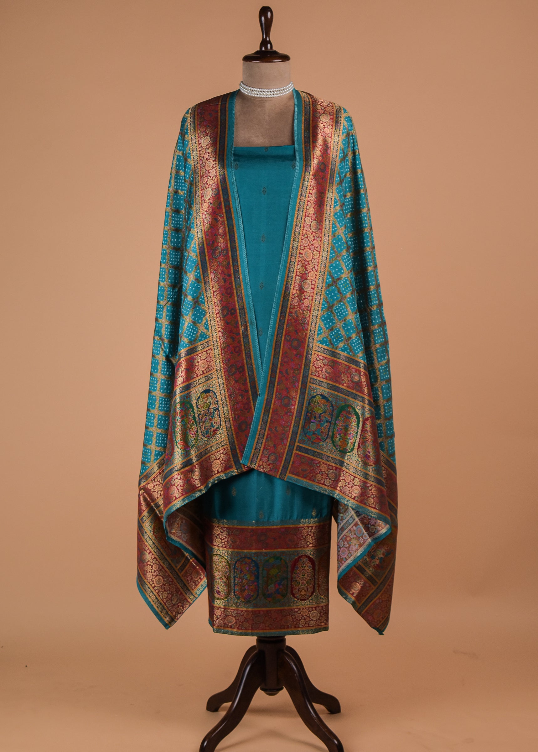 Blue Dola Silk Dress Material