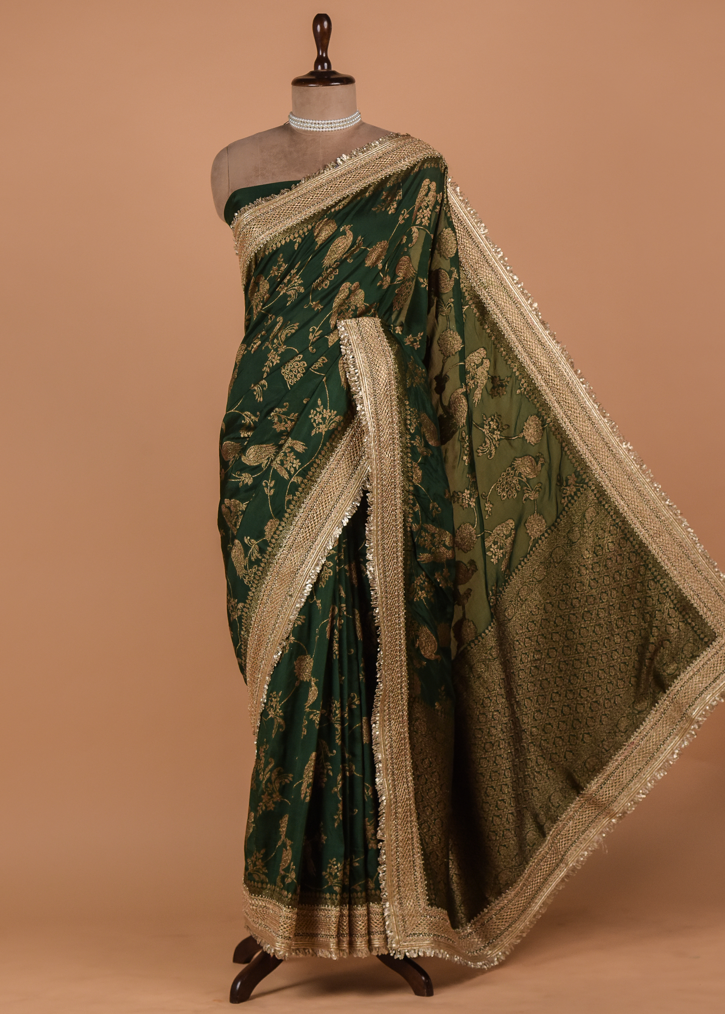 Green Organza Embroidered Saree