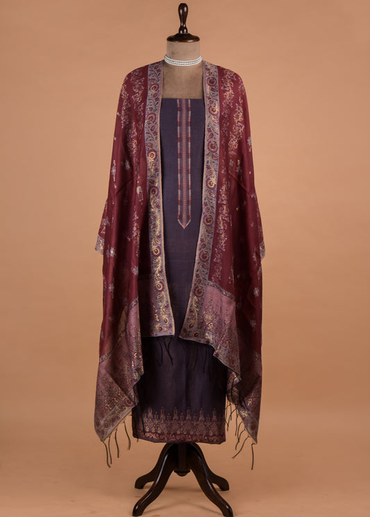Purple Cotton Silk Dress Material