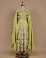 Green Tissue Silk Anarkali Set