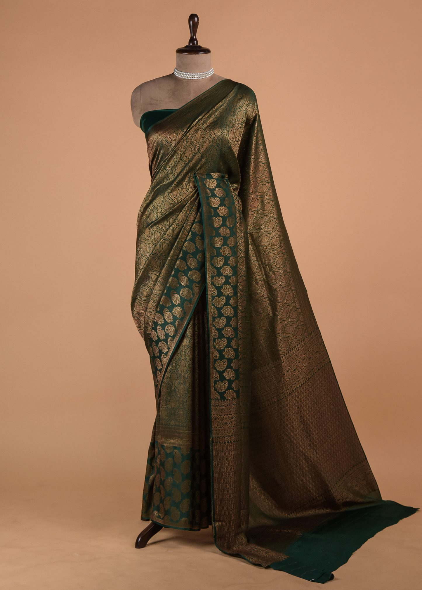 Green Crepe Banarasi Saree