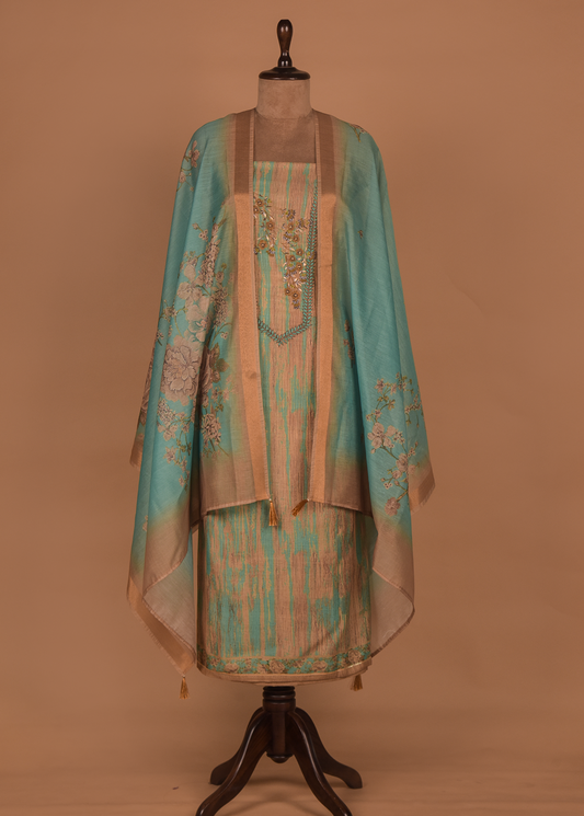 Green Cotton Dress Material