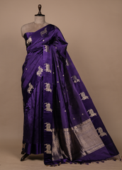 Purple  Crepe Silk Banarasi Saree