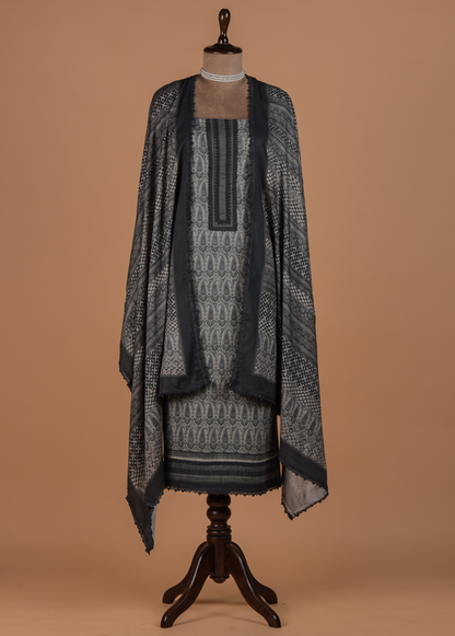Grey Pashmina Dress Material